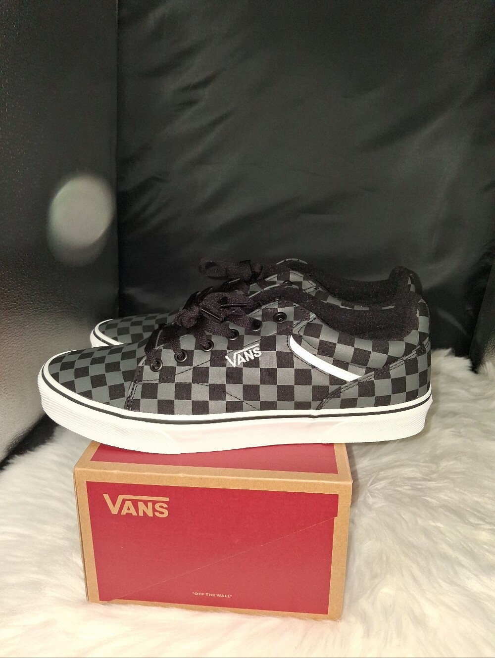 Vans Seldan Men’s Checkerboard Sneakers - Black & Gray